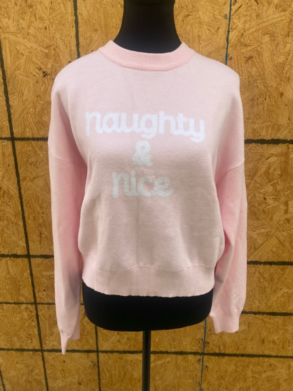 Arden B Pink "Naughty & Nice" Crewneck Sweater NWT M